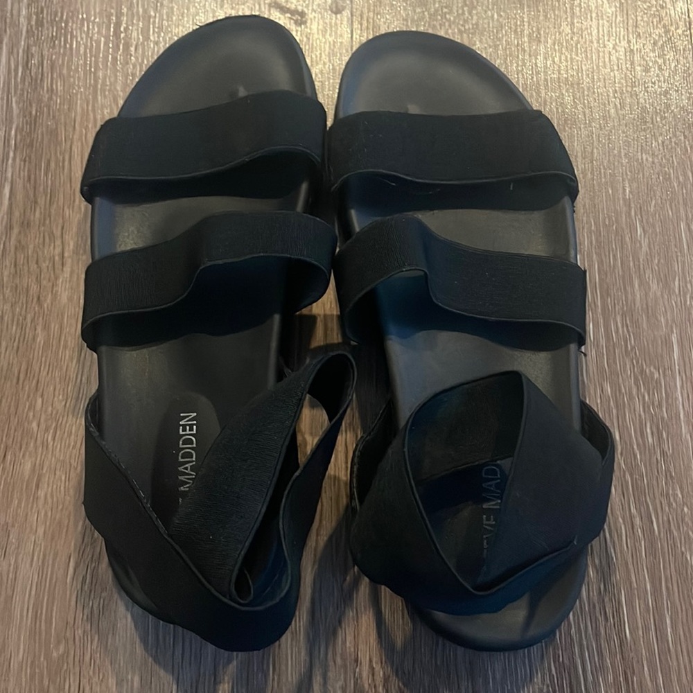 Steve Madden Black Strappy Slide Sandals